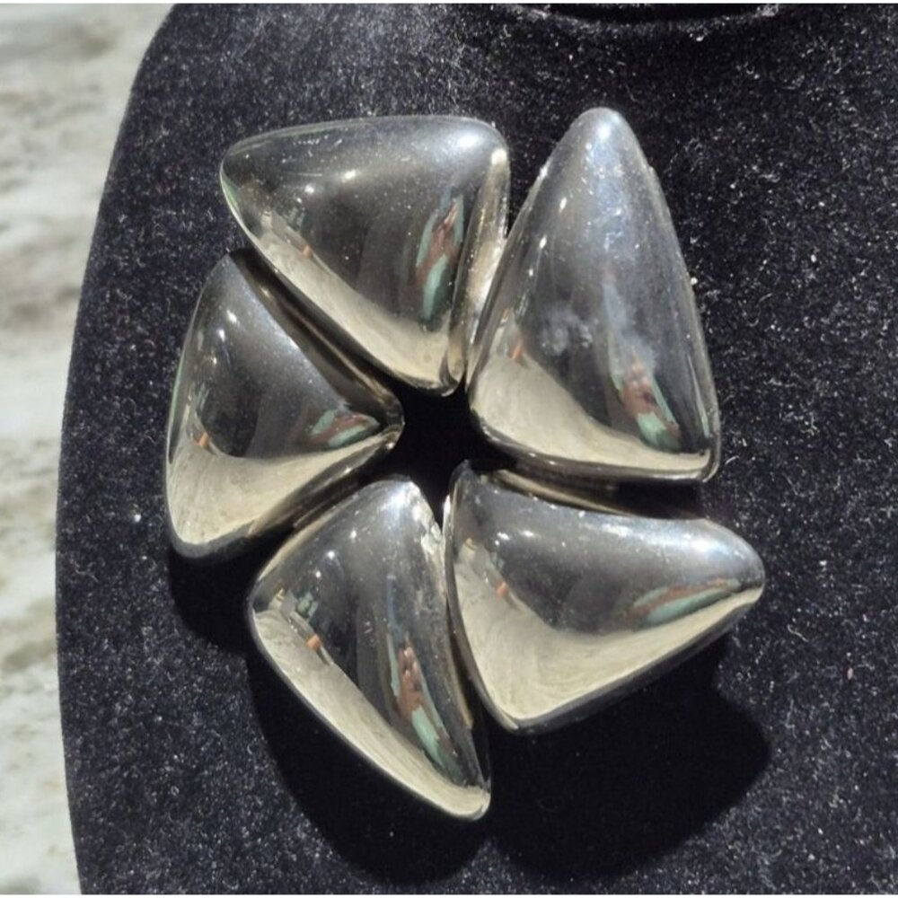 Vintage‎ Brooch Modernist Stainless Steel With Abstract Triangular Design Approx